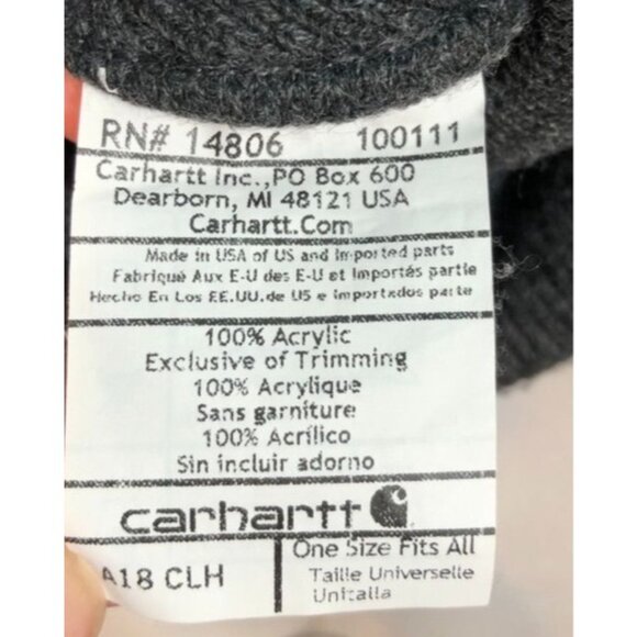 Carhartt Knit Cuffed Beanie A18 Coal Heather Gray Hat Stocking Cap Adult OS - Picture 3 of 4